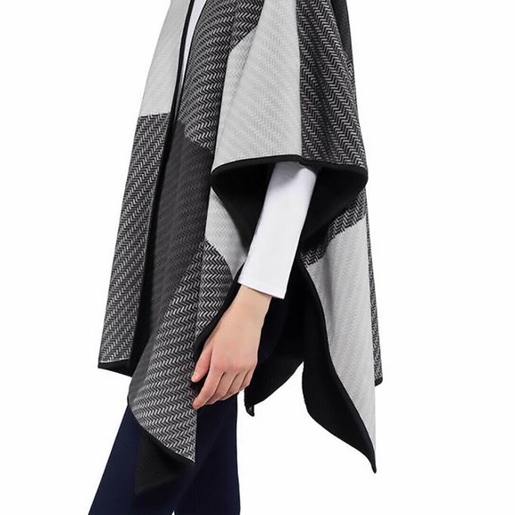 Ike Behar Reversible Women's Fashion Wrap  Gray/Black - Picture 2 of 7